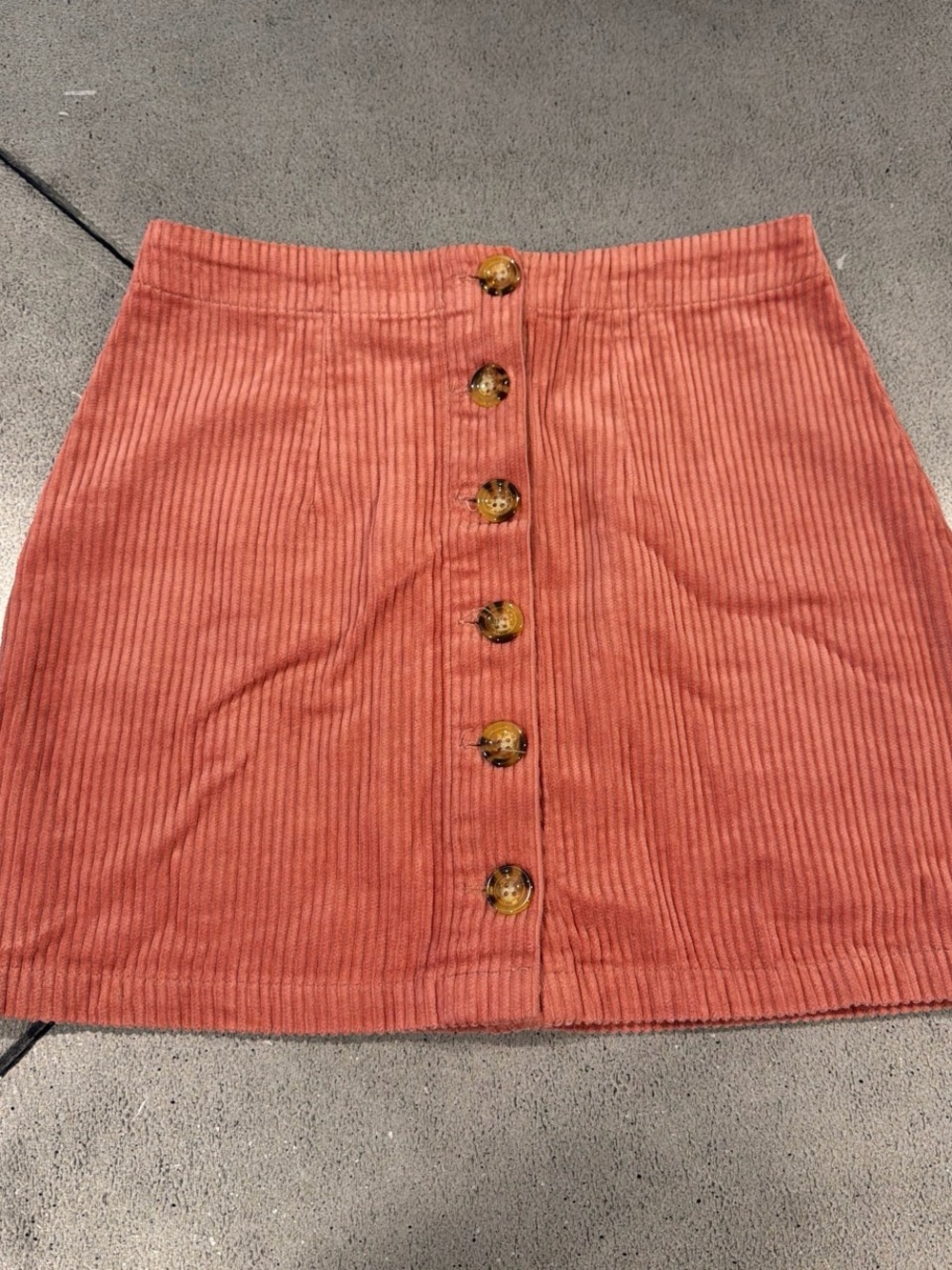 Forever 21 Coral Button-Front Corduroy Mini Skirt